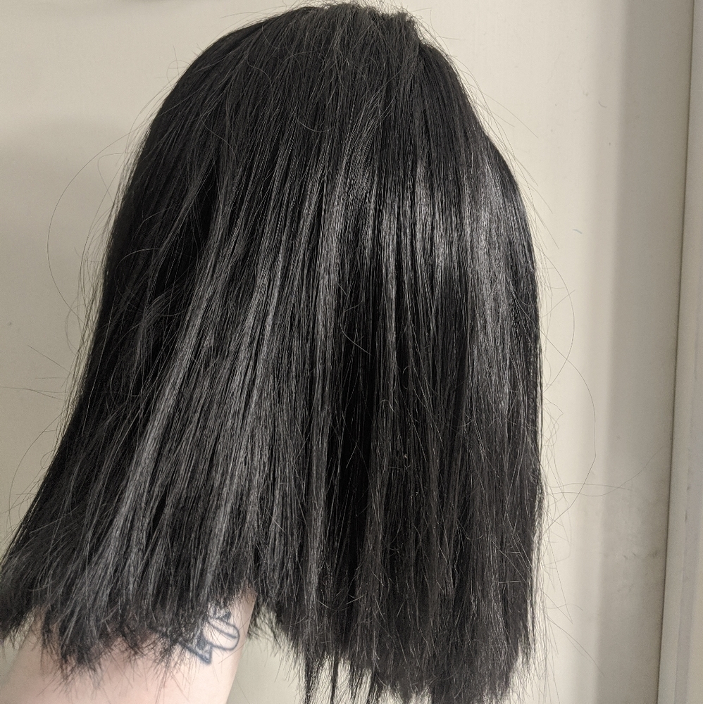 Black bobbed lace front wig